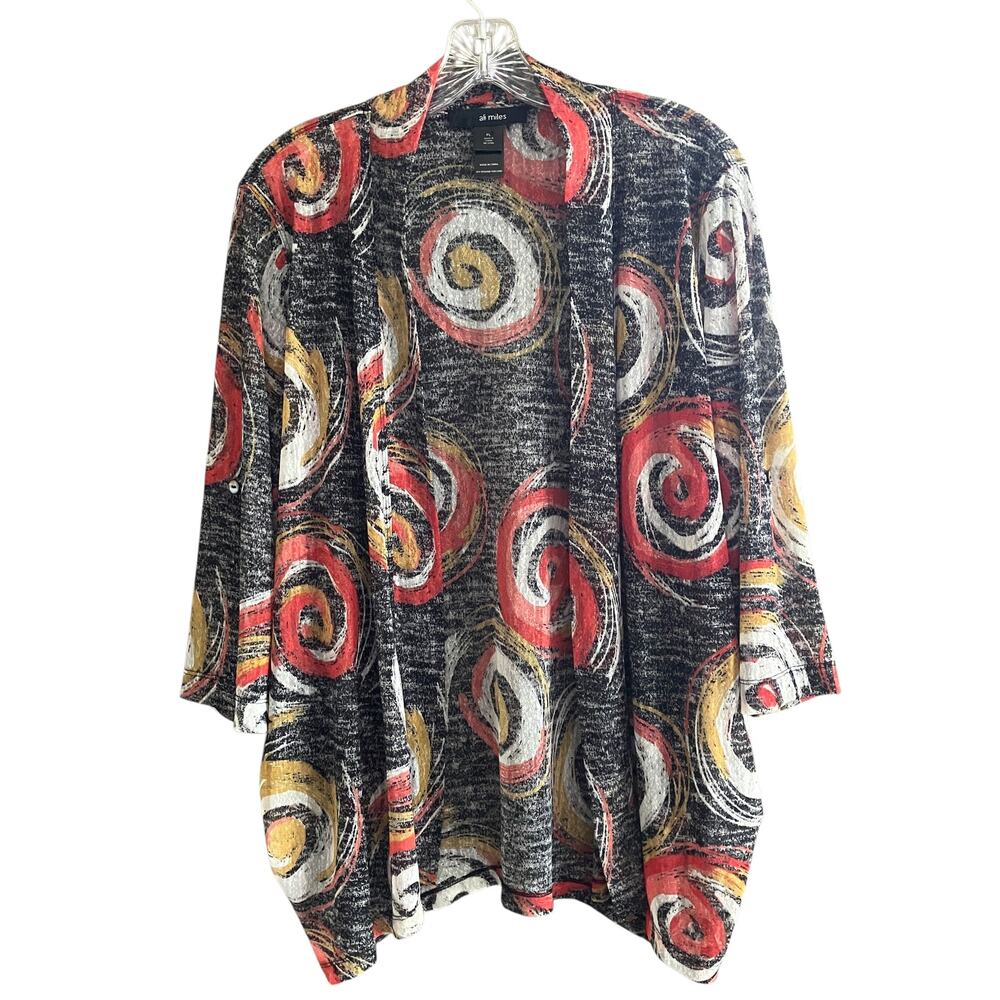 Ali Miles Cardigan Mesh Roll-Tab Sleeves Artsy Eclectic PL Petite Large